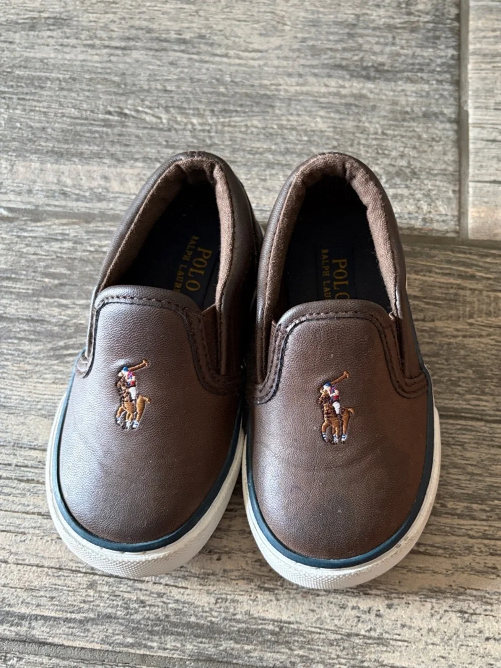 Polo by Ralph Lauren Brown Leather-Look Slip-On Kids Shoes